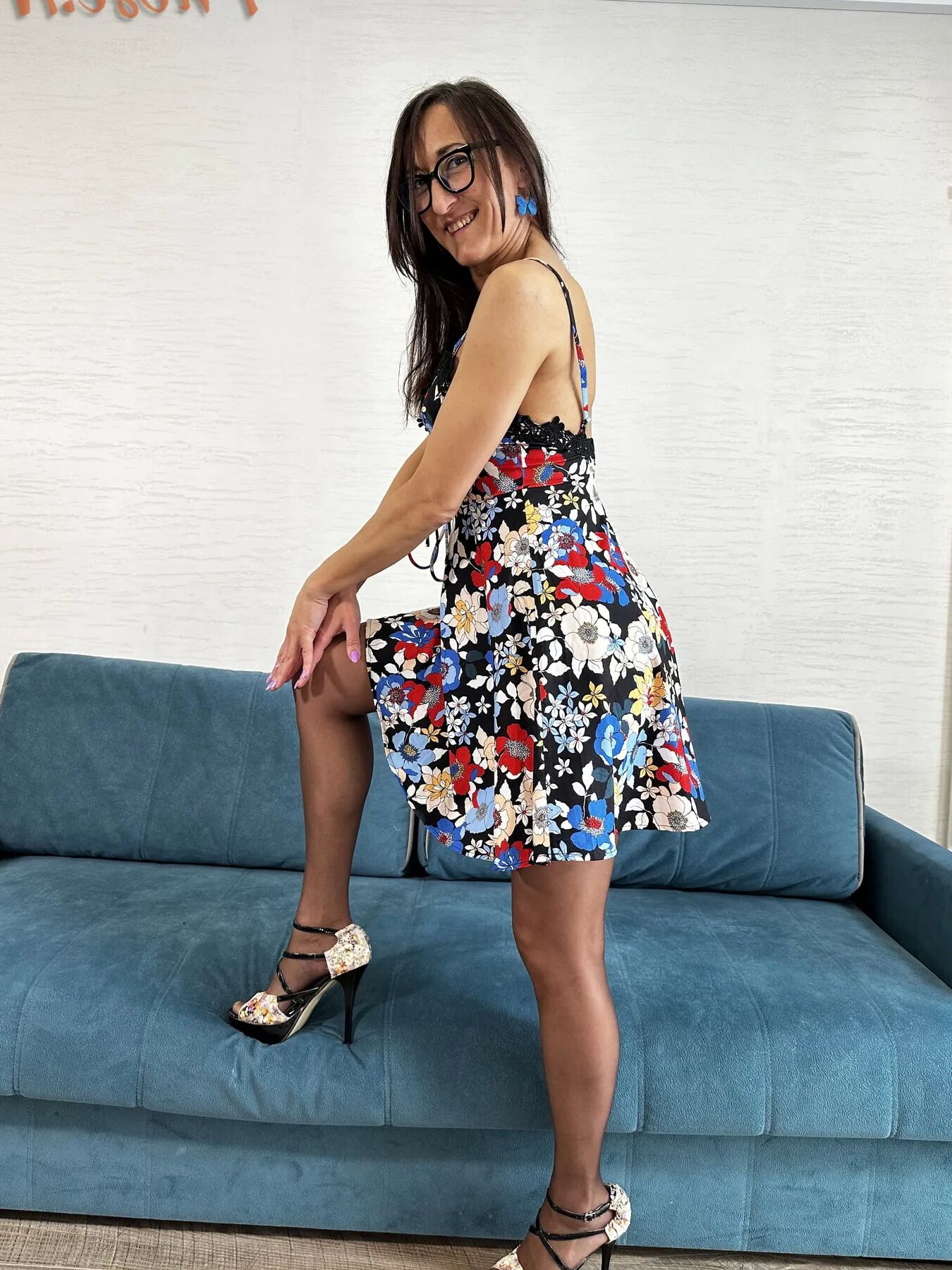 Sexy Mature Karina Fox In Summer Dress and Pantyhose