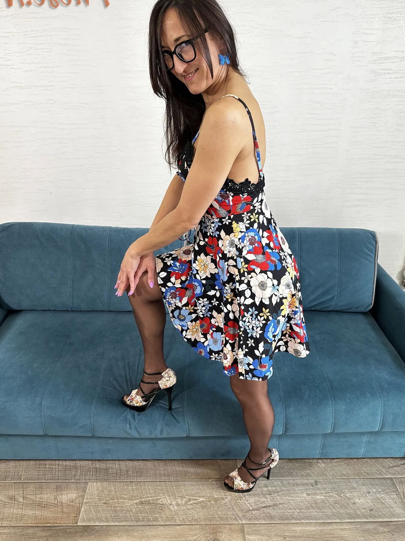 Sexy Mature Karina Fox In Summer Dress and Pantyhose