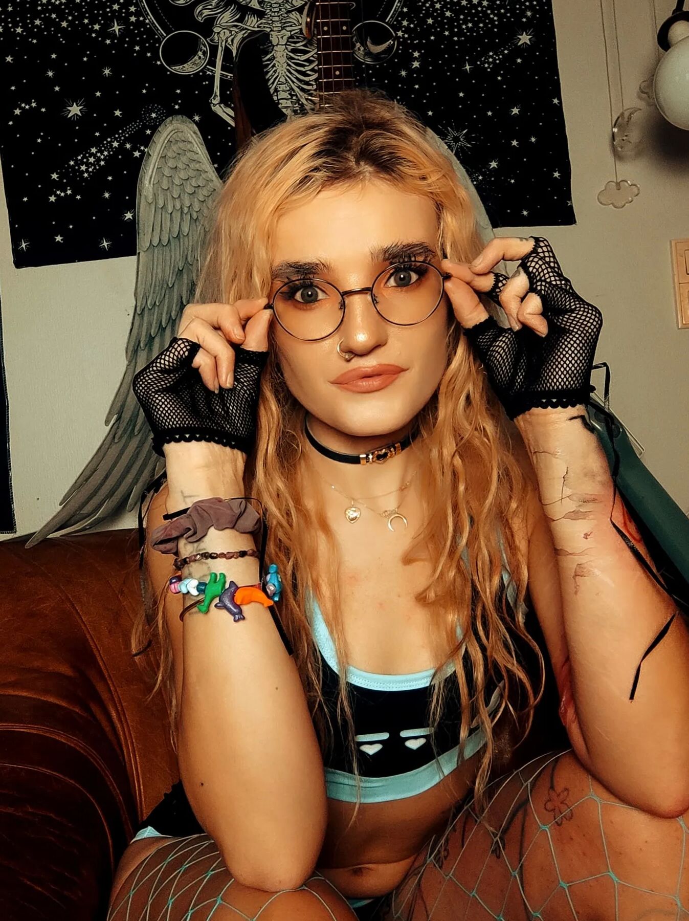 Nerdy gamer girl with glasses