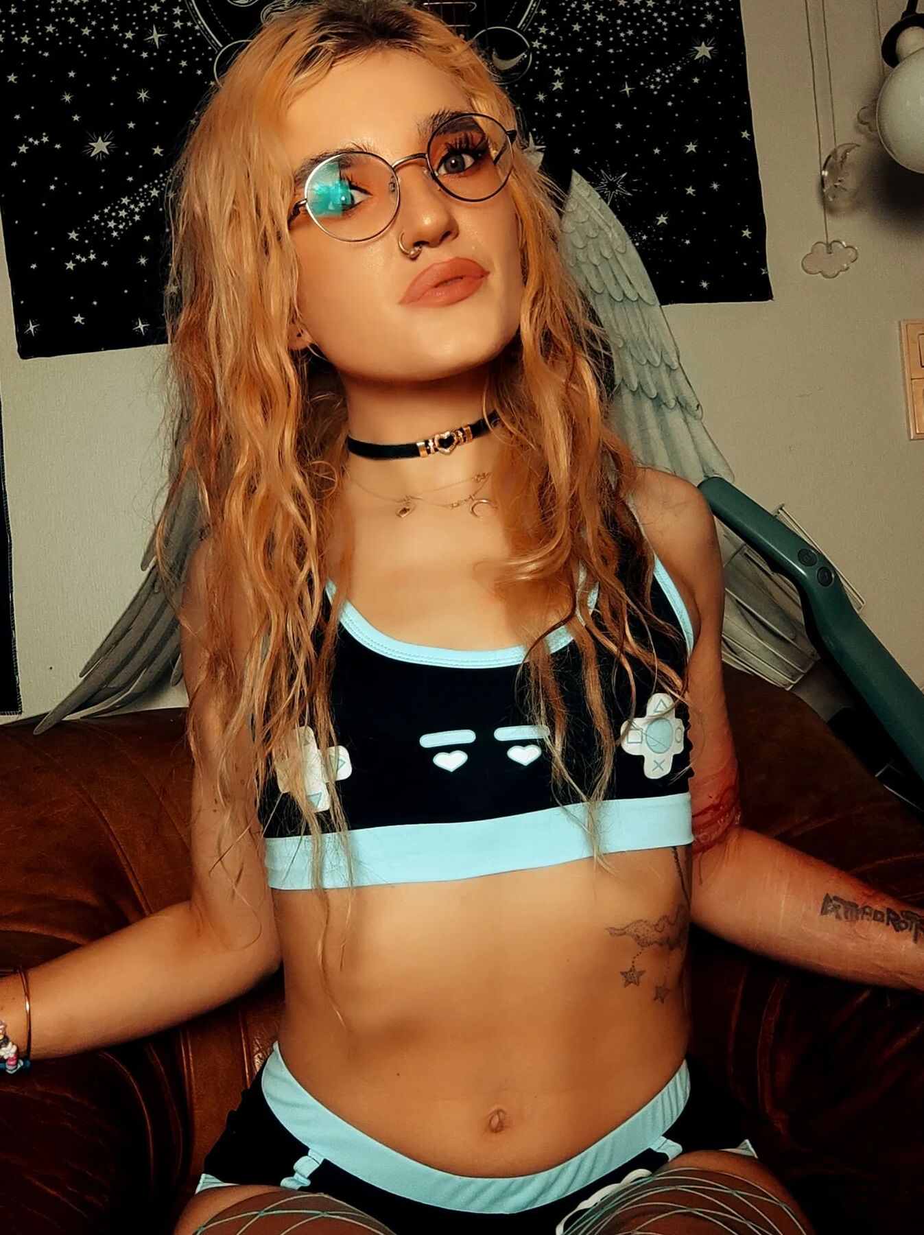 Nerdy gamer girl with glasses