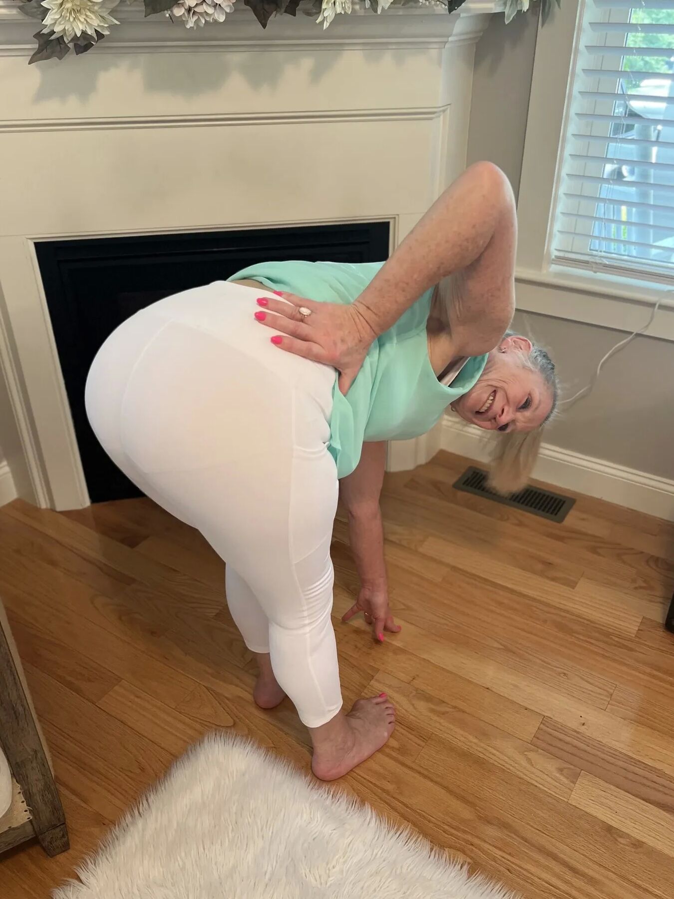 TIGHT White Leggings and Blue Top (Dani D MILF )
