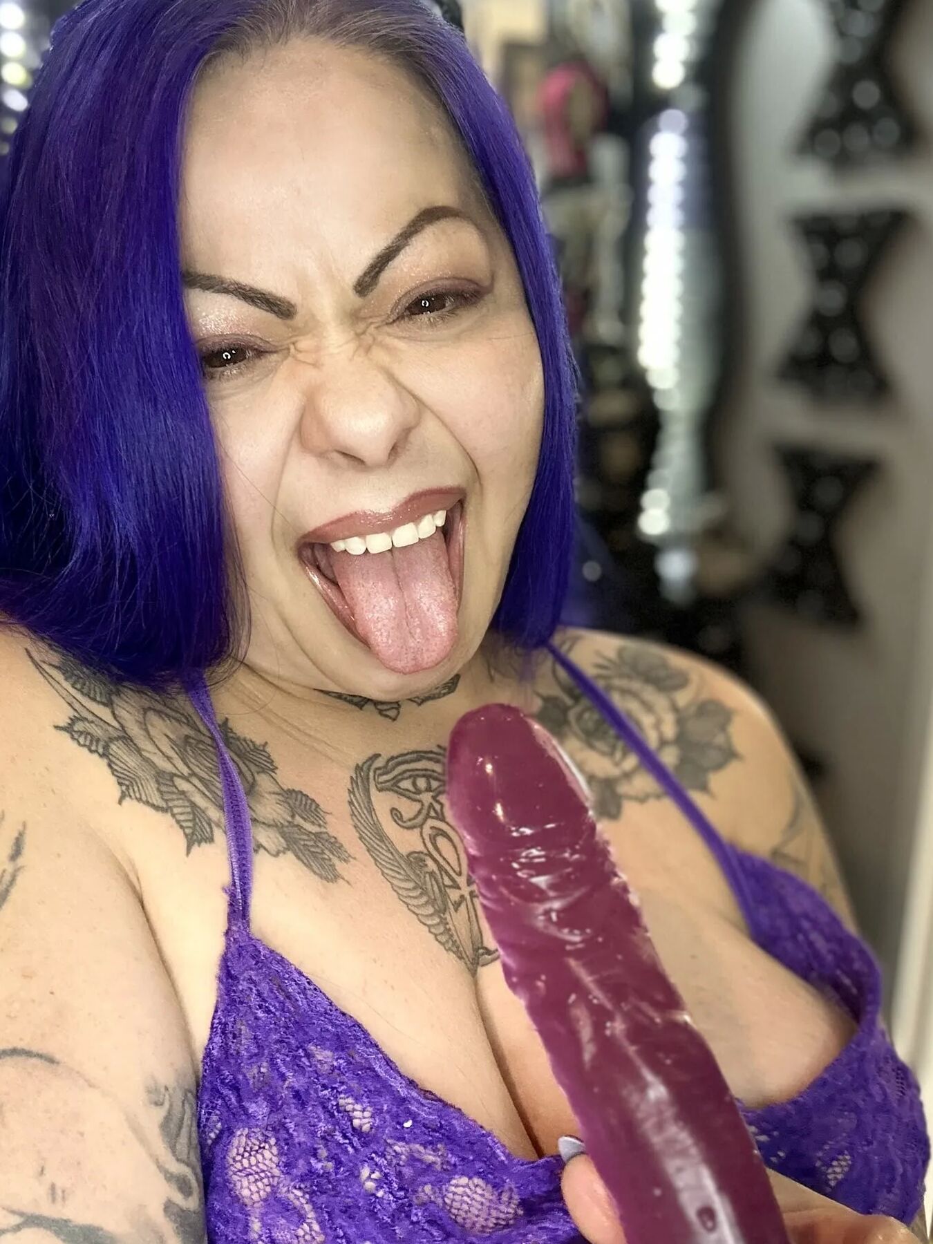 Purple dildo eater