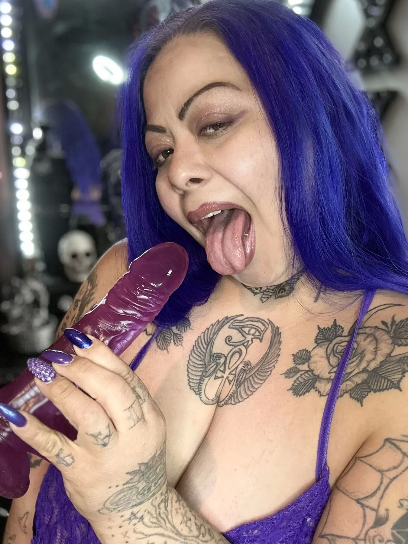 Purple dildo eater