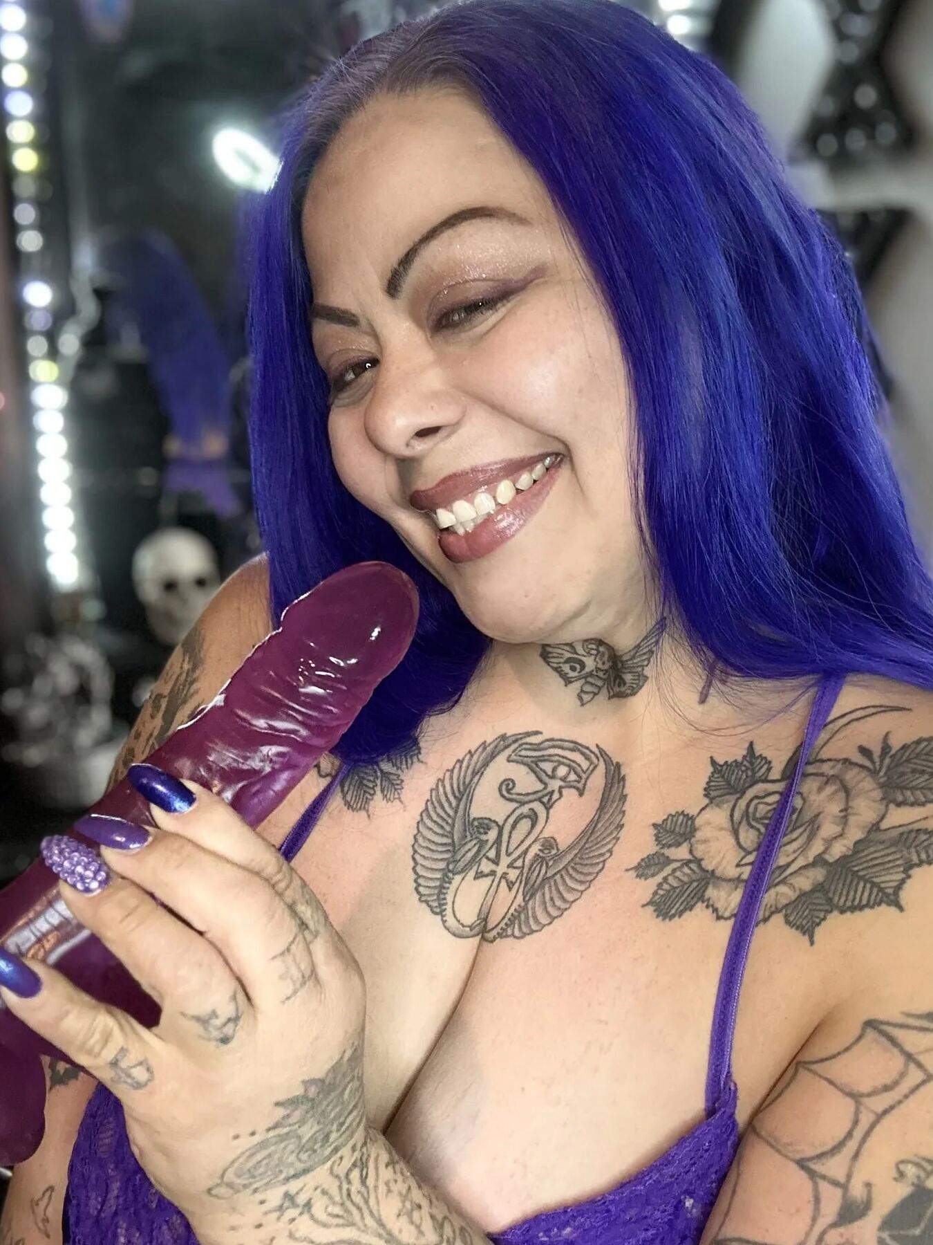 Purple dildo eater