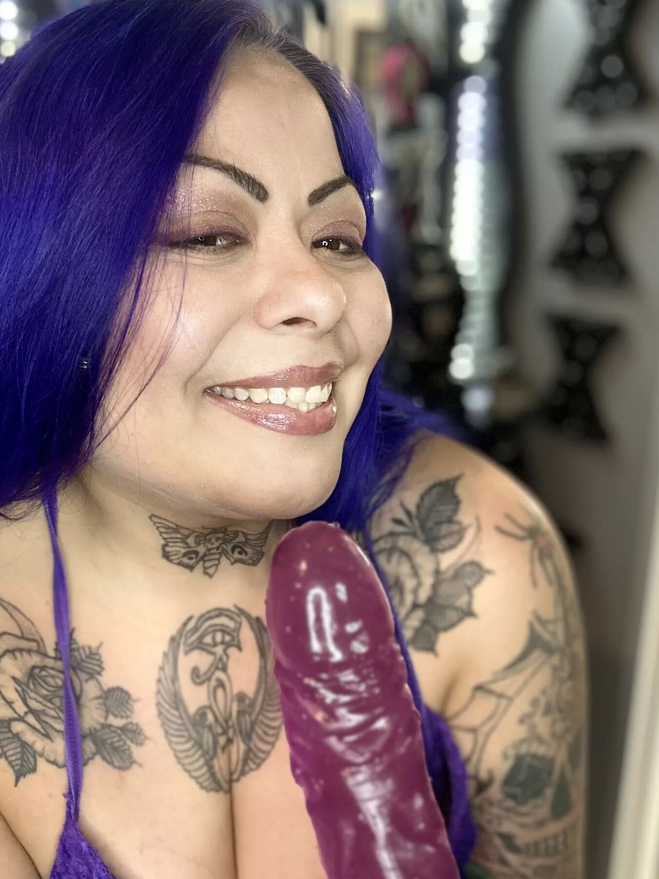 Purple dildo eater