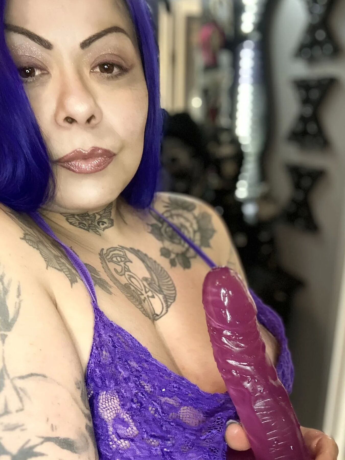 Purple dildo eater