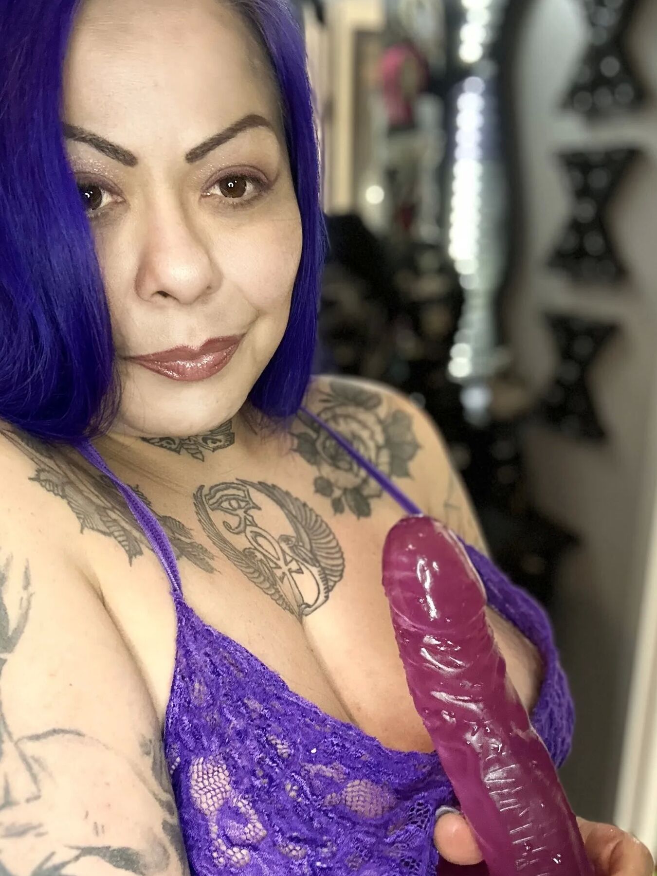 Purple dildo eater