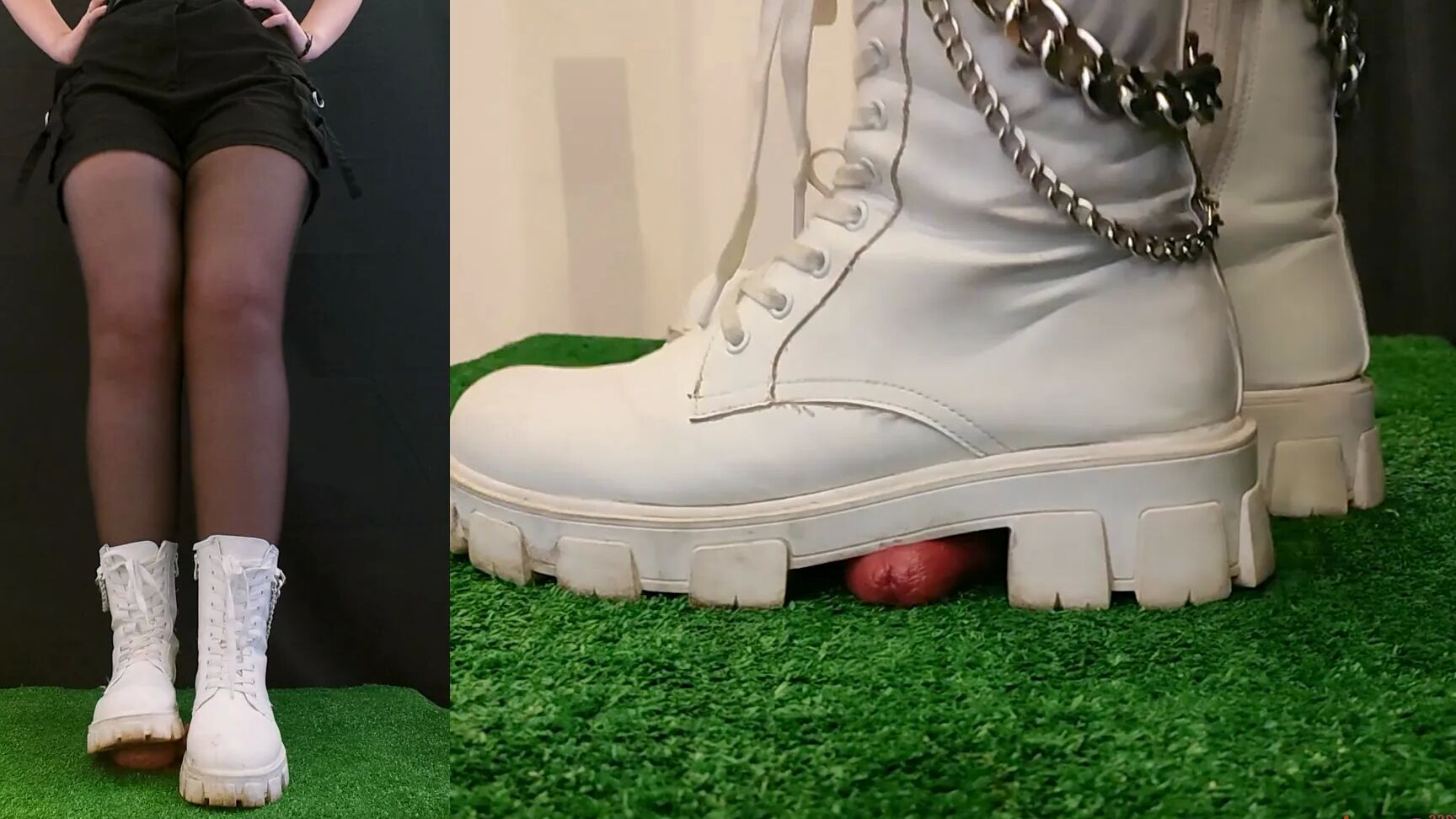 Combat Girl Marching on Your Cock and Balls