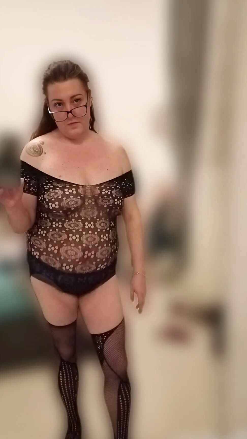 In black lingerie