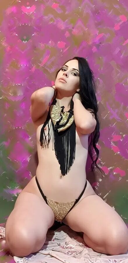 Brunette with a big booty in high heels