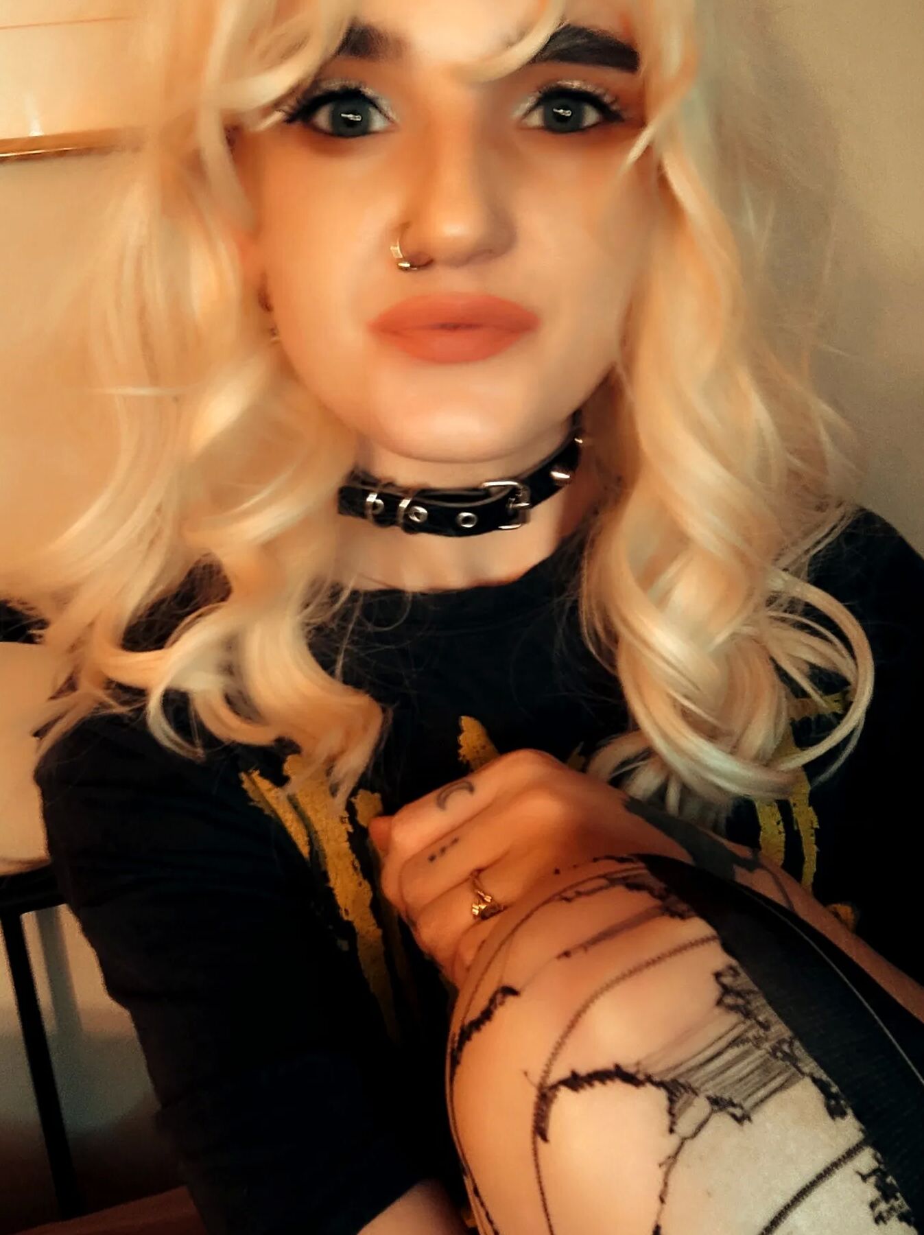 Metalhead showing off her goods