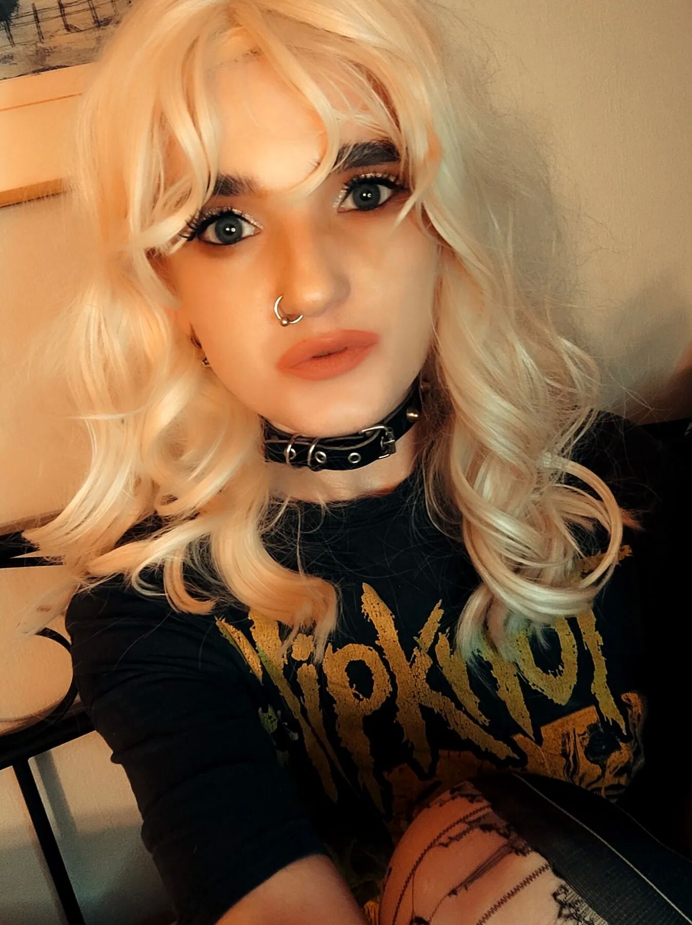 Metalhead showing off her goods