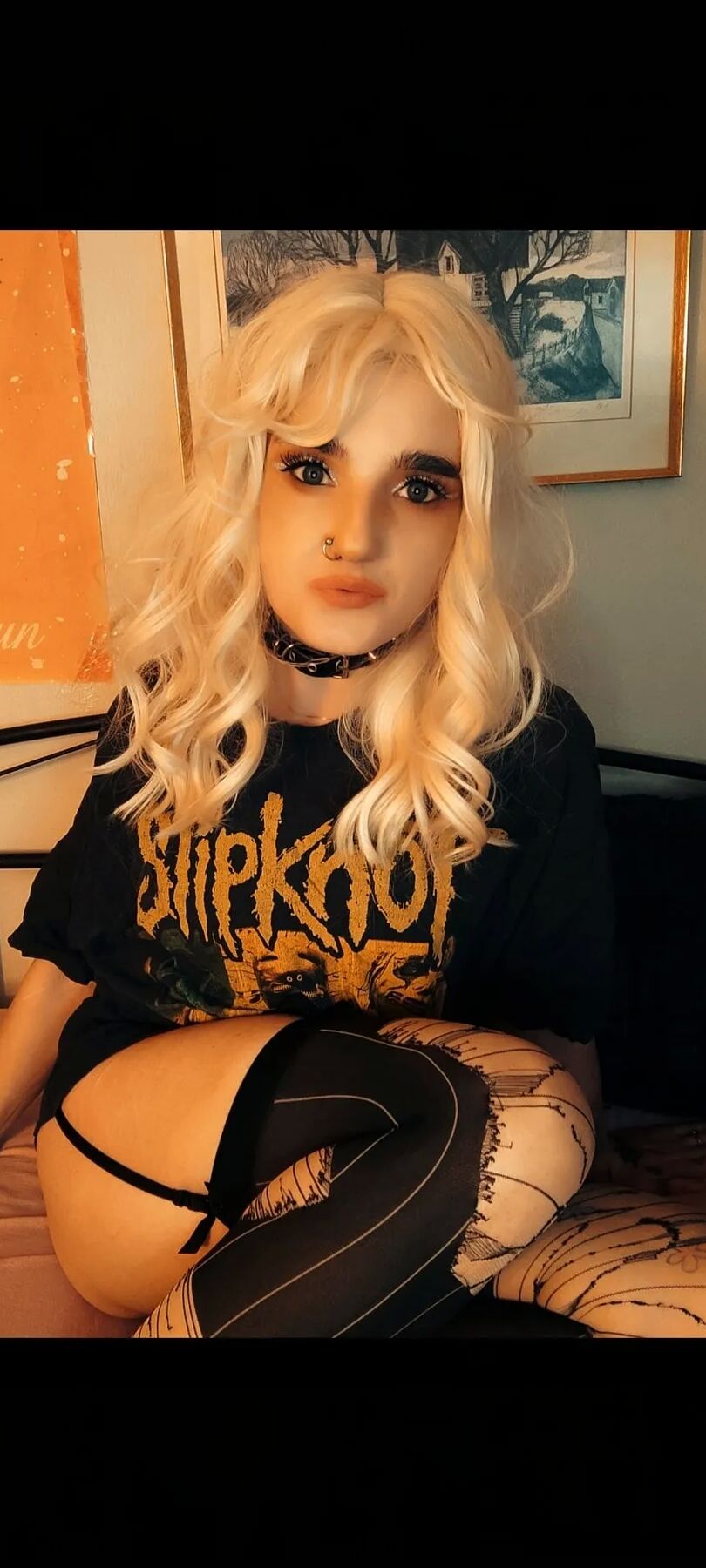 Metalhead showing off her goods