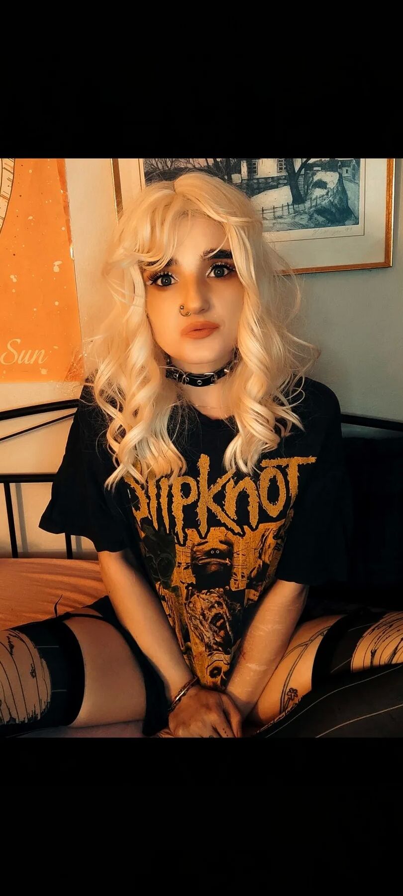 Metalhead showing off her goods