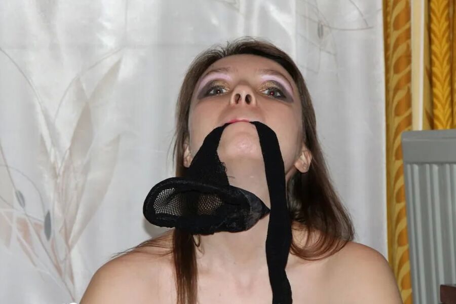 Kinky stepsister in fishnets uses a toy