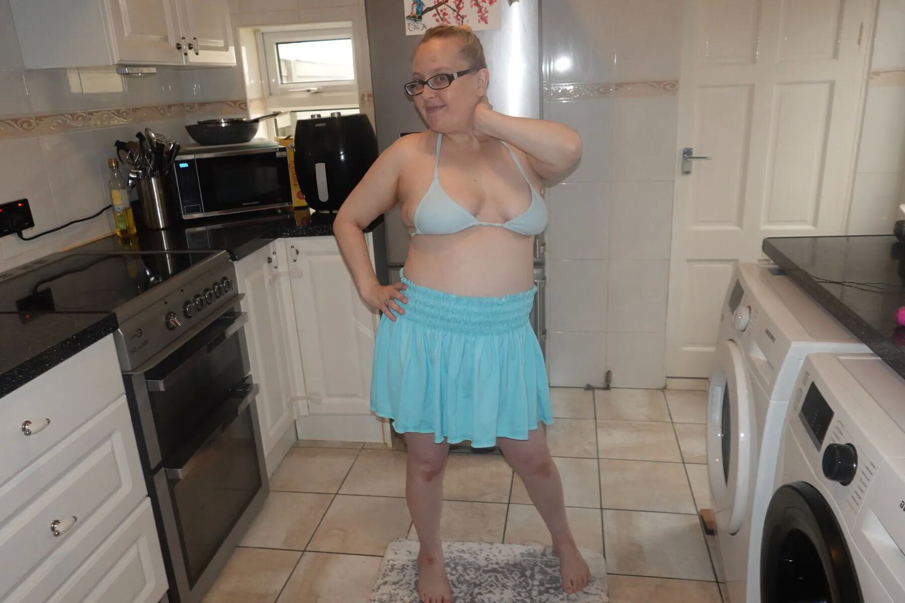 Bikini top and Miniskirt