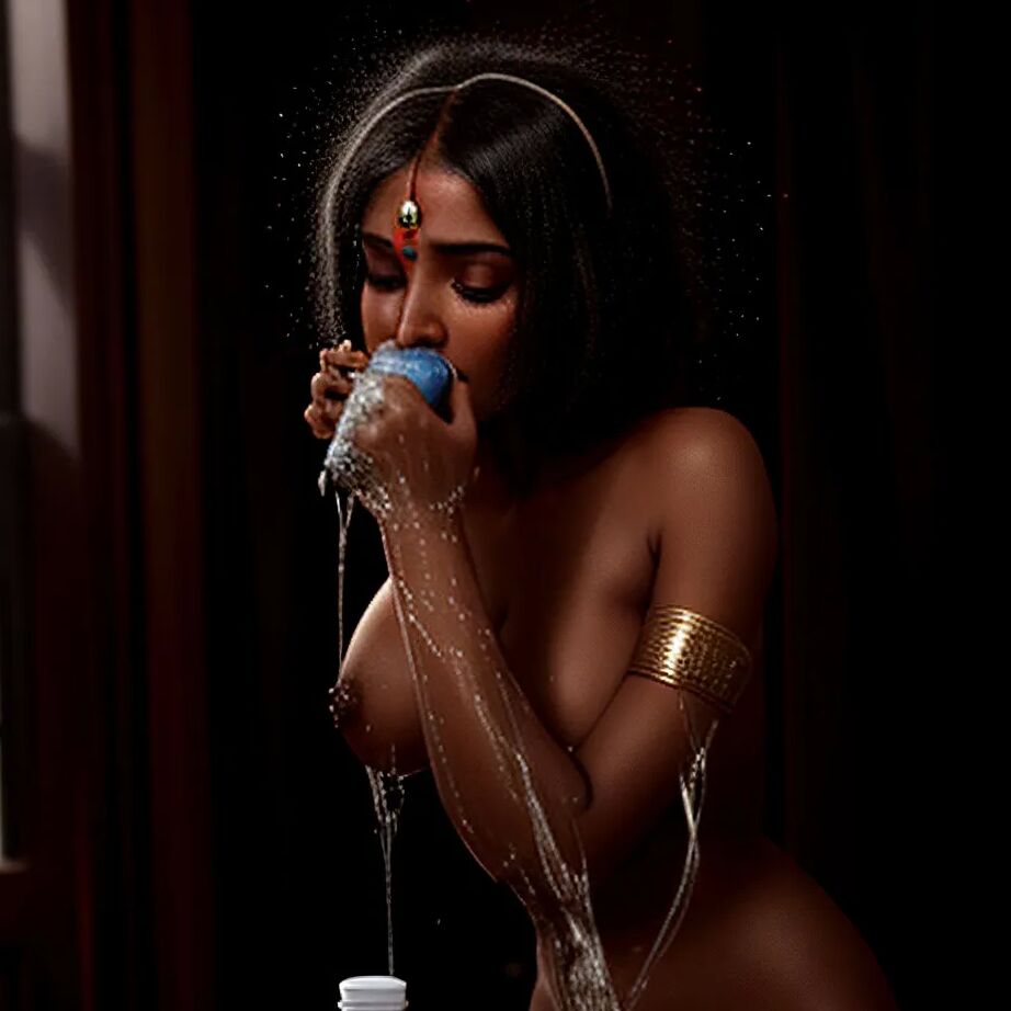 Woman Struggling to Drink Water