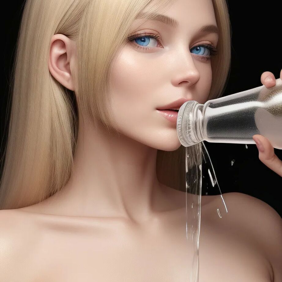 Woman Struggling to Drink Water