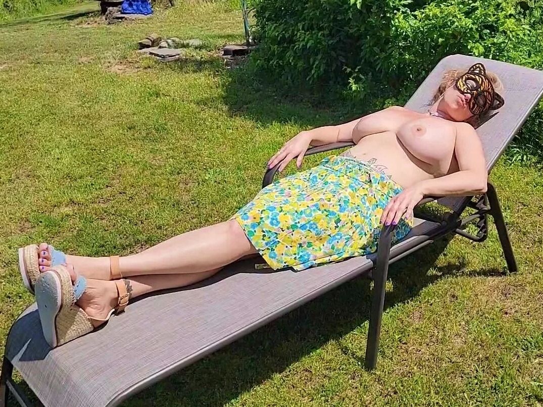 Mommy's Re-purposed Used Dildos.  Hugh-Titted Garden Walk