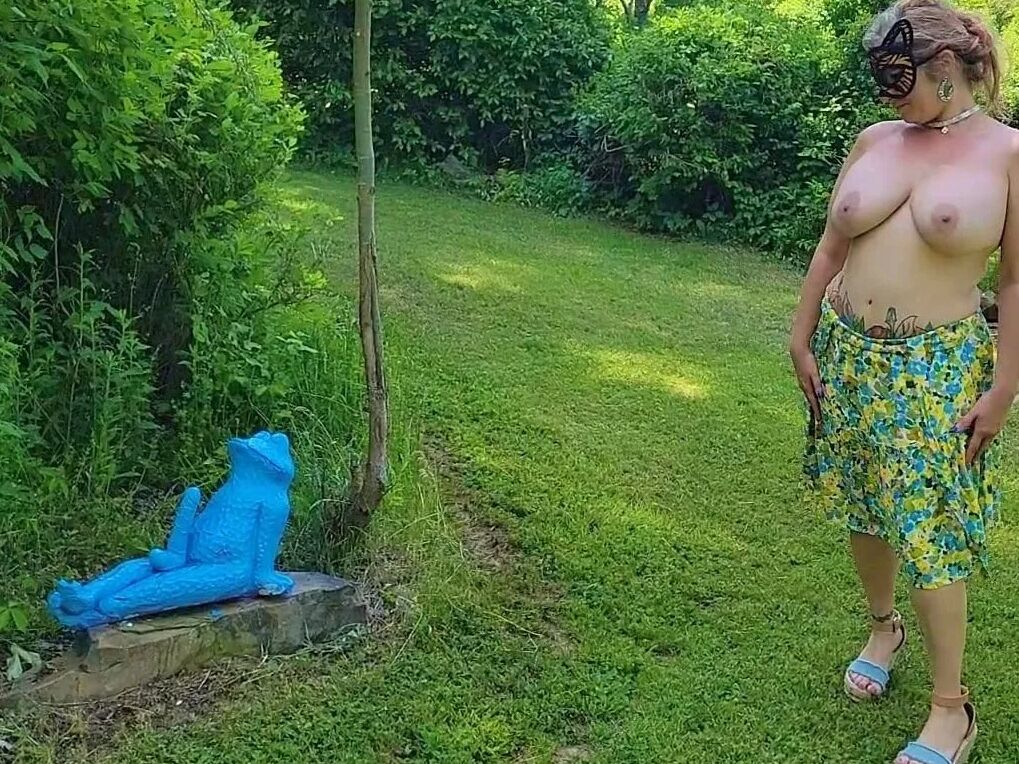 Mommy's Re-purposed Used Dildos.  Hugh-Titted Garden Walk