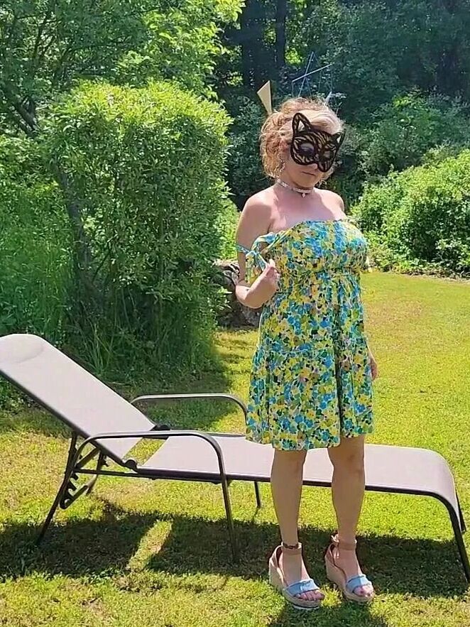 Mommy's Re-purposed Used Dildos.  Hugh-Titted Garden Walk