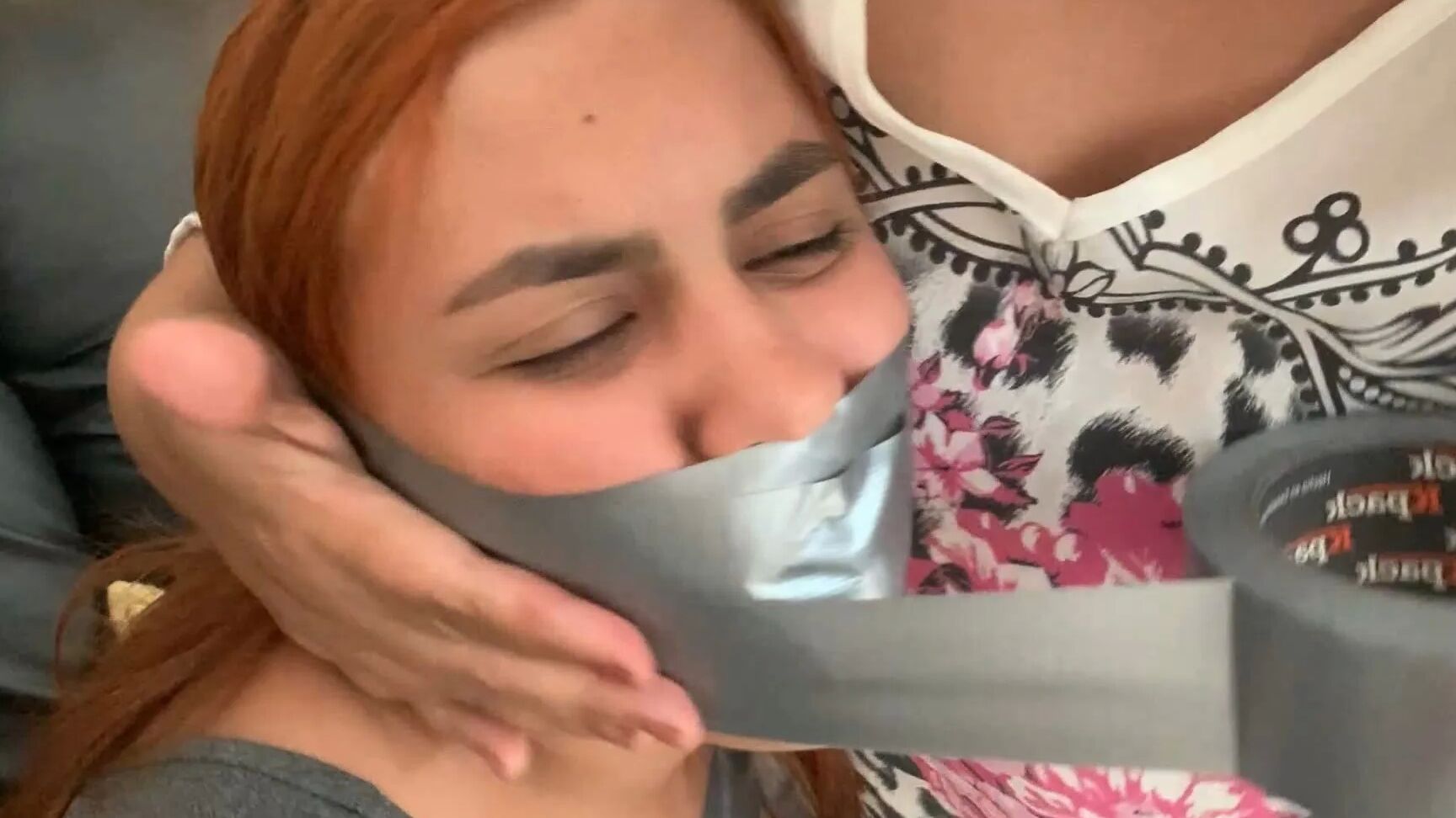 Hogtaped Student Lectured With Foot Whipping In Tape Bondage