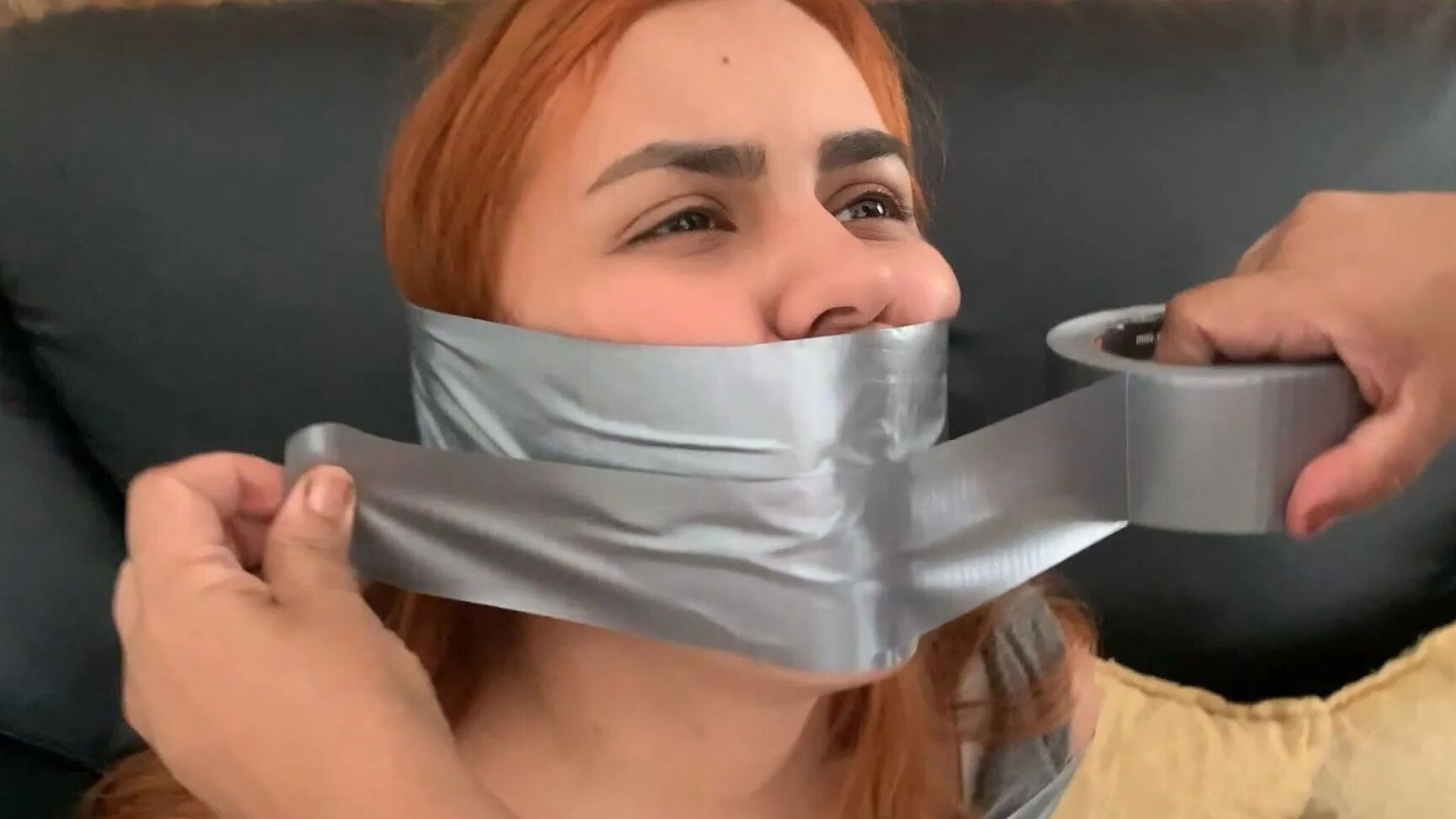 Hogtaped Student Lectured With Foot Whipping In Tape Bondage