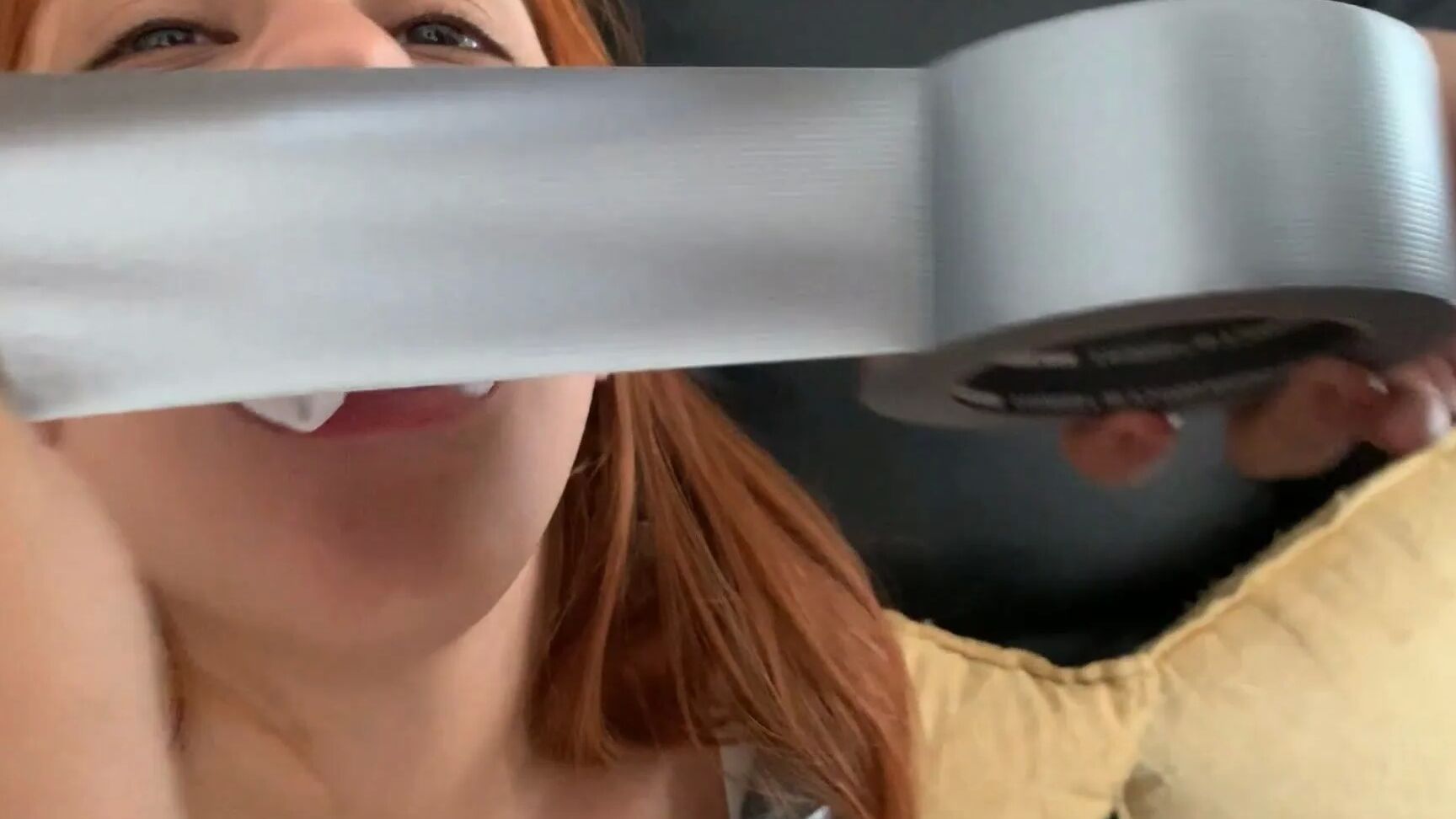 Hogtaped Student Lectured With Foot Whipping In Tape Bondage