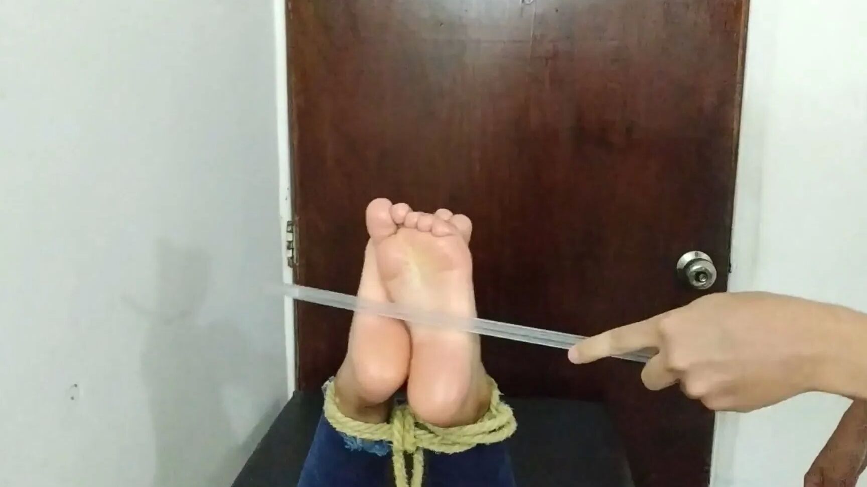 Hogtied Bondage Beauty Has Feet Whipped And Worshipped!