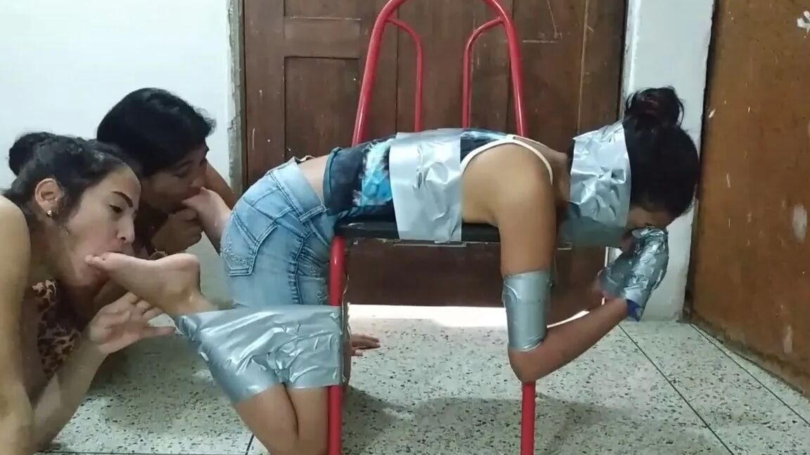 Bent Over For Lesbian Feet Worship In Bondage - Selfgags