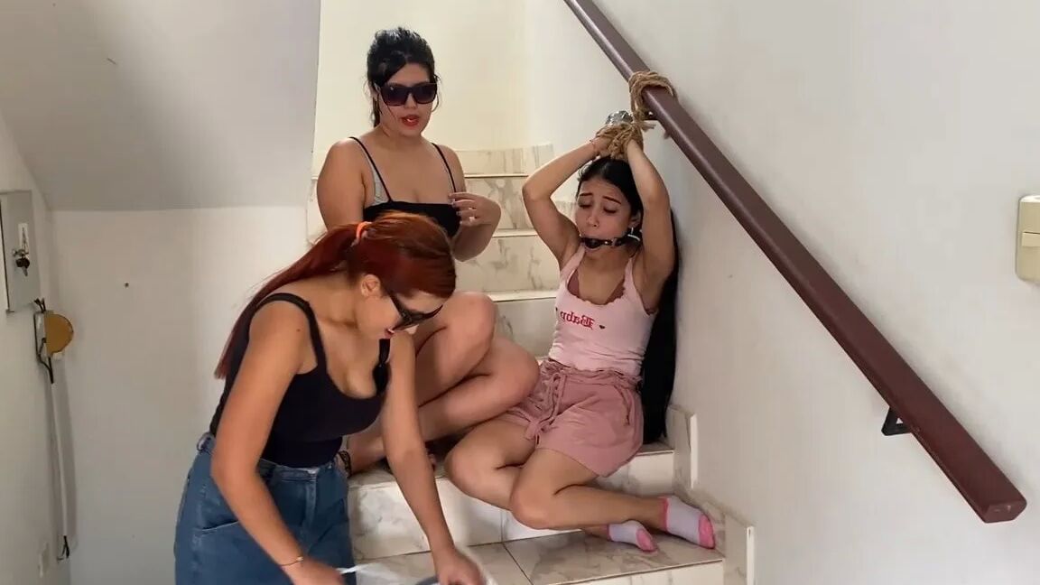 18-Year-Old Girl Bound By Bad Bitches - Selfgags