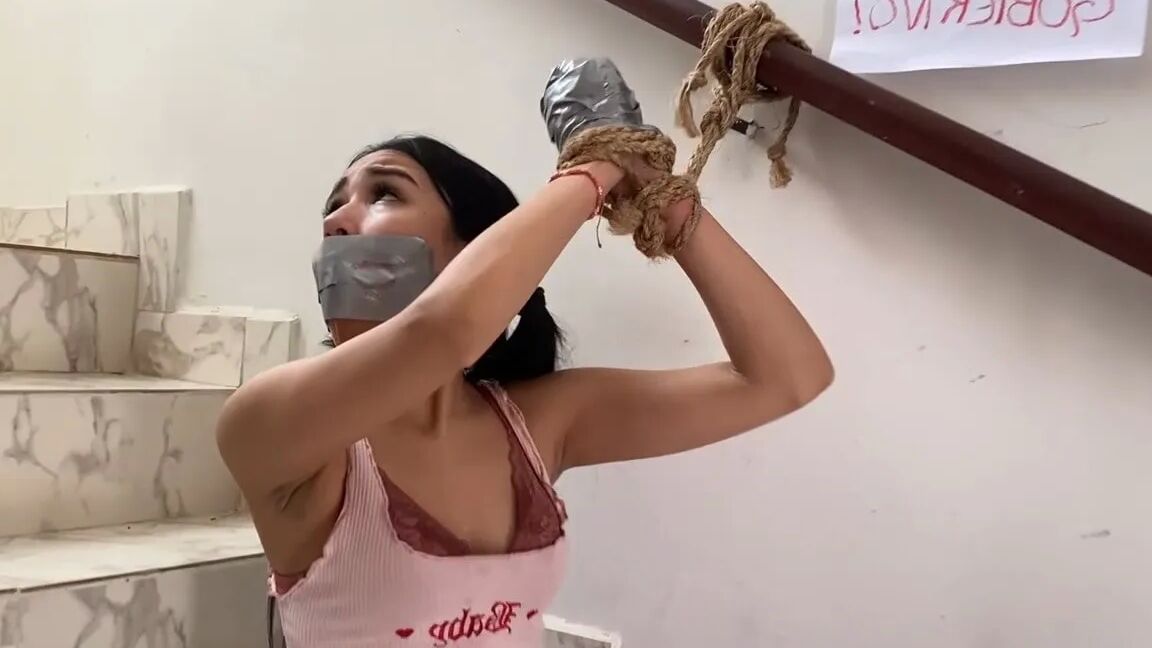 18-Year-Old Girl Bound By Bad Bitches - Selfgags