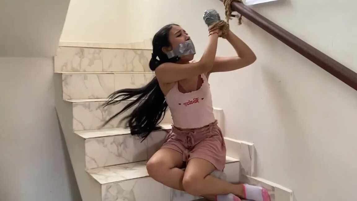 18-Year-Old Girl Bound By Bad Bitches - Selfgags