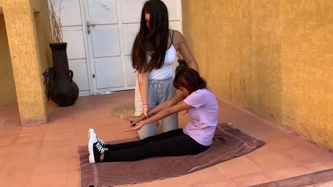 Tied Spreadeagle During Yoga Class - Selfgags