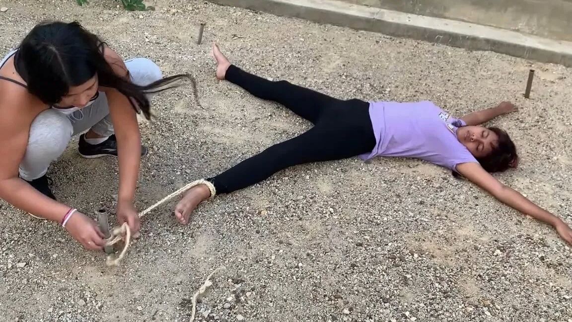 Tied Spreadeagle During Yoga Class - Selfgags