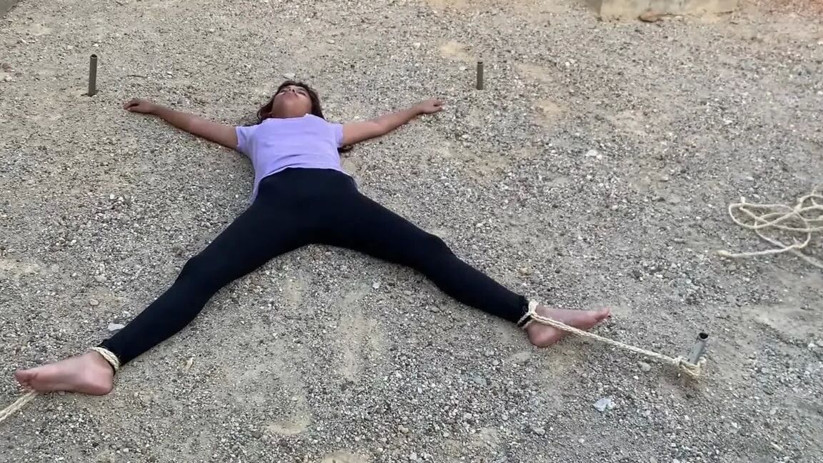 Tied Spreadeagle During Yoga Class - Selfgags