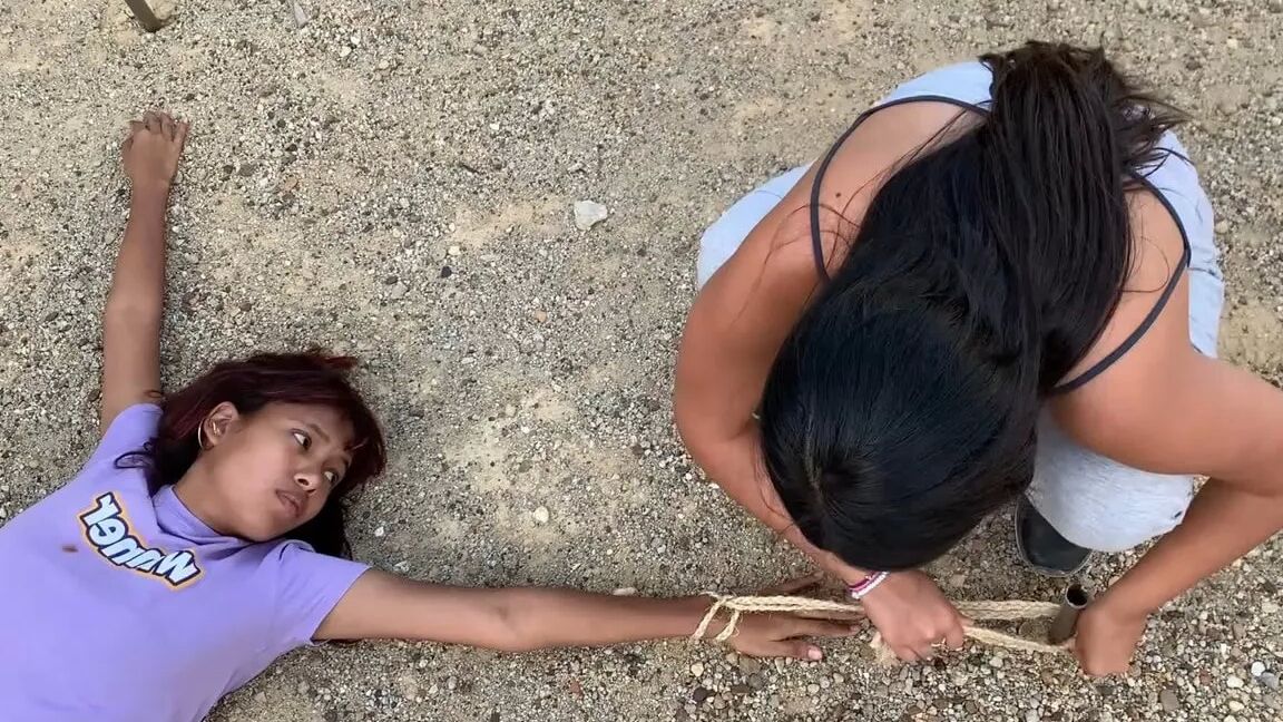 Tied Spreadeagle During Yoga Class - Selfgags