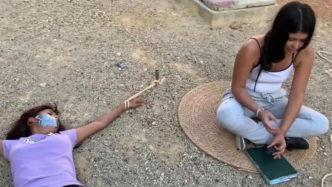 Tied Spreadeagle During Yoga Class - Selfgags