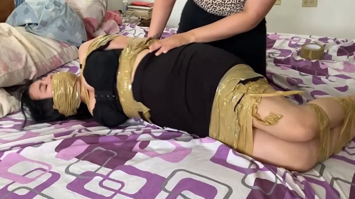 Slutty Stepsister Hogtied And Pantyhose Hooded - Selfgags