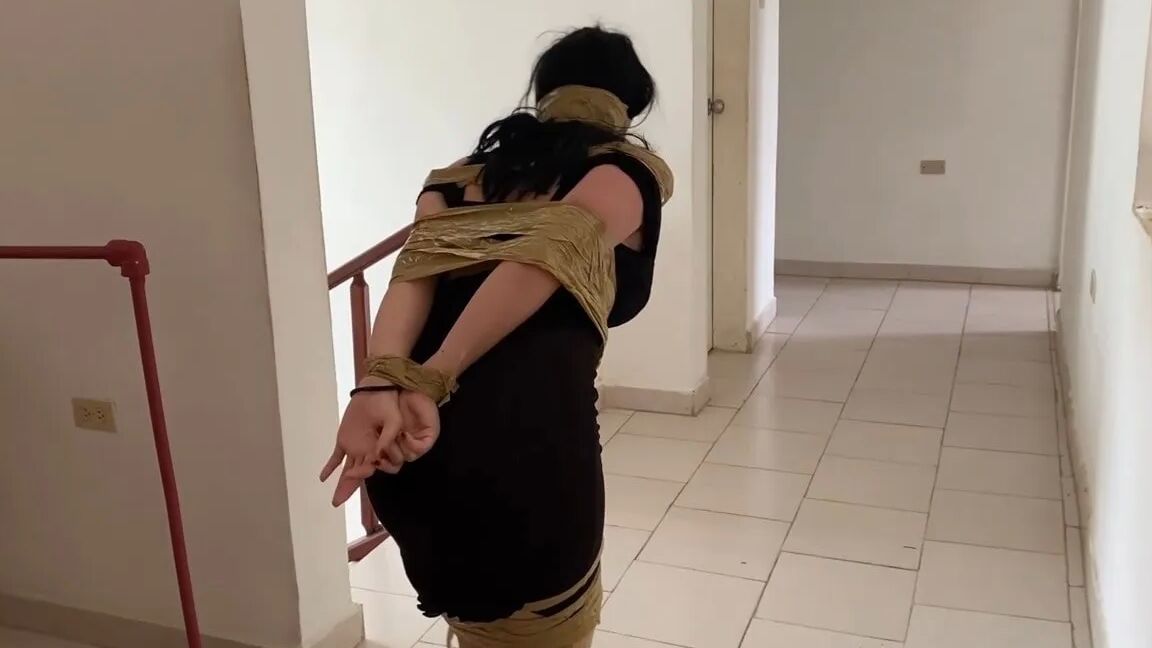 Slutty Stepsister Hogtied And Pantyhose Hooded - Selfgags