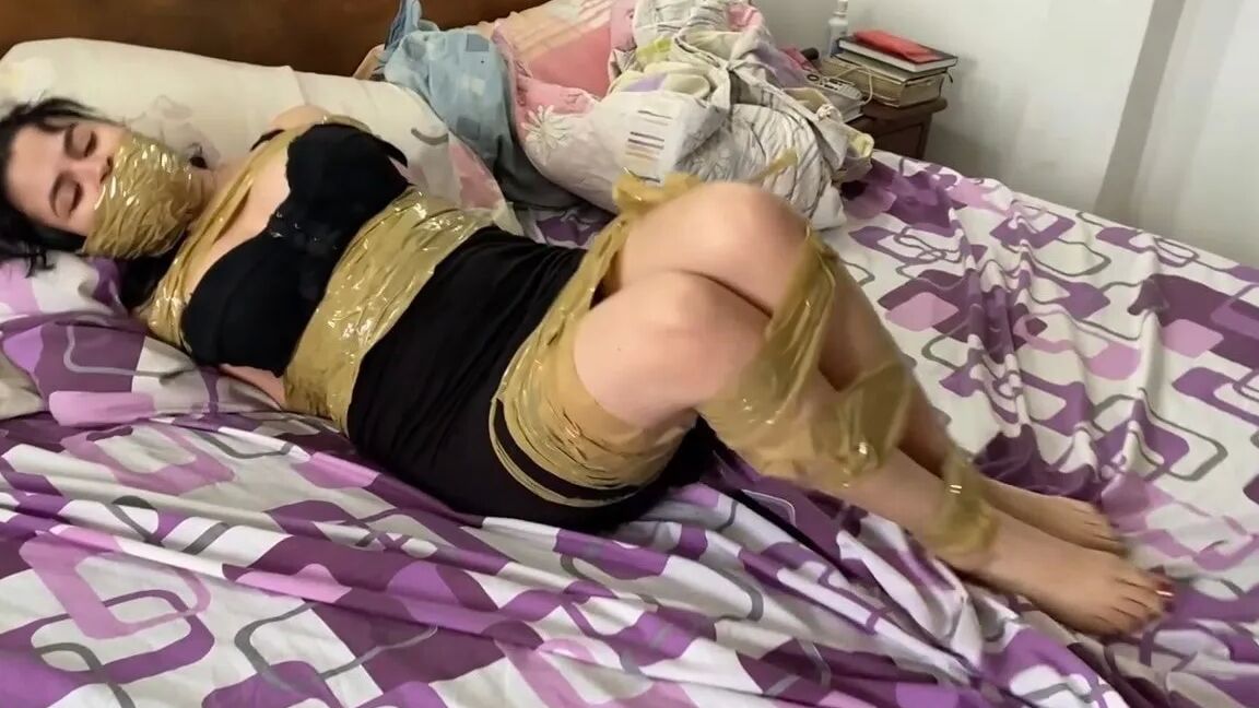 Slutty Stepsister Hogtied And Pantyhose Hooded - Selfgags