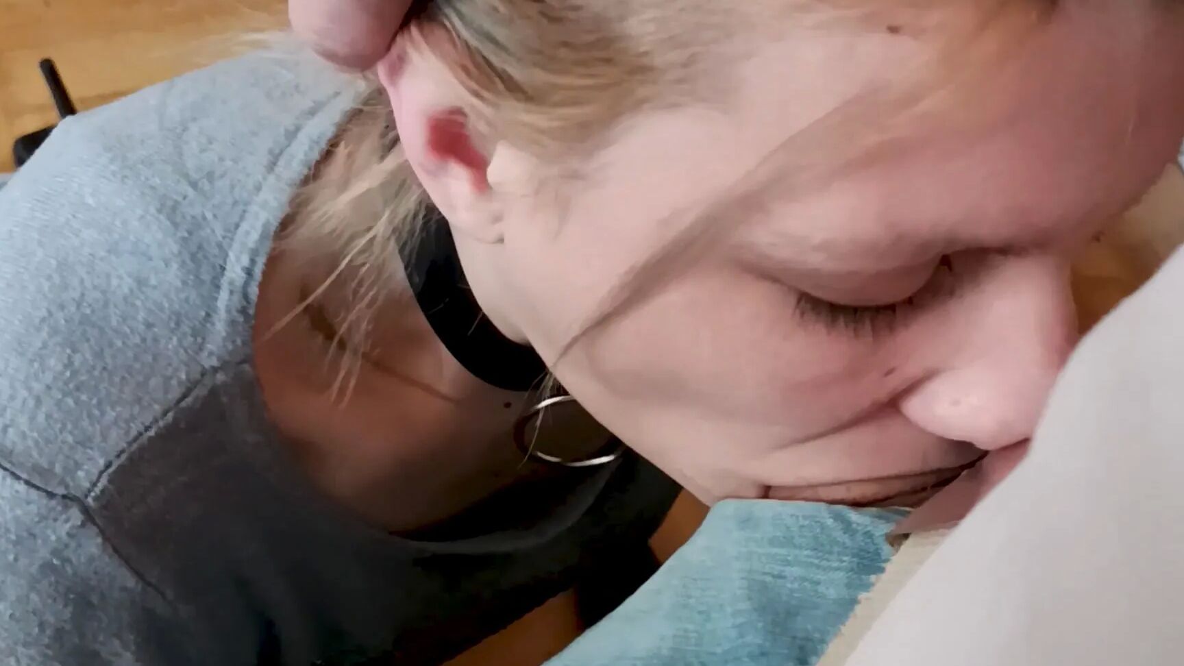 Cock Sucking Blond one her Knees Pleasing Master