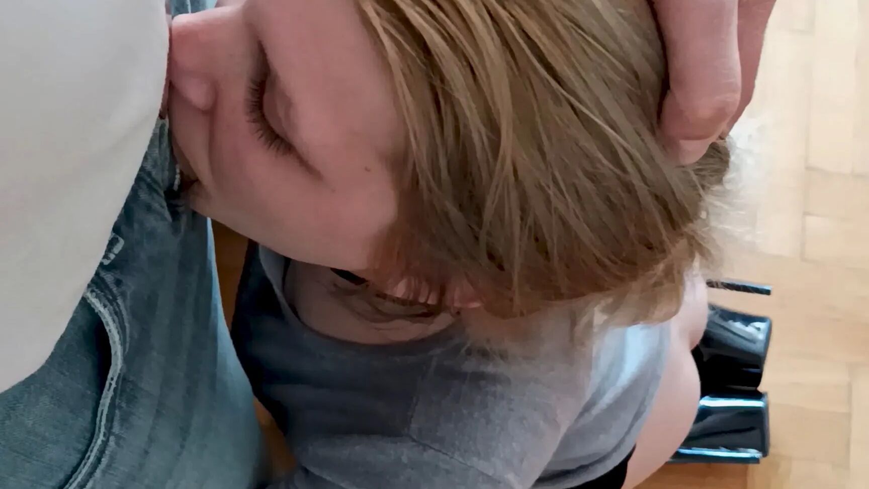 Cock Sucking Blond one her Knees Pleasing Master