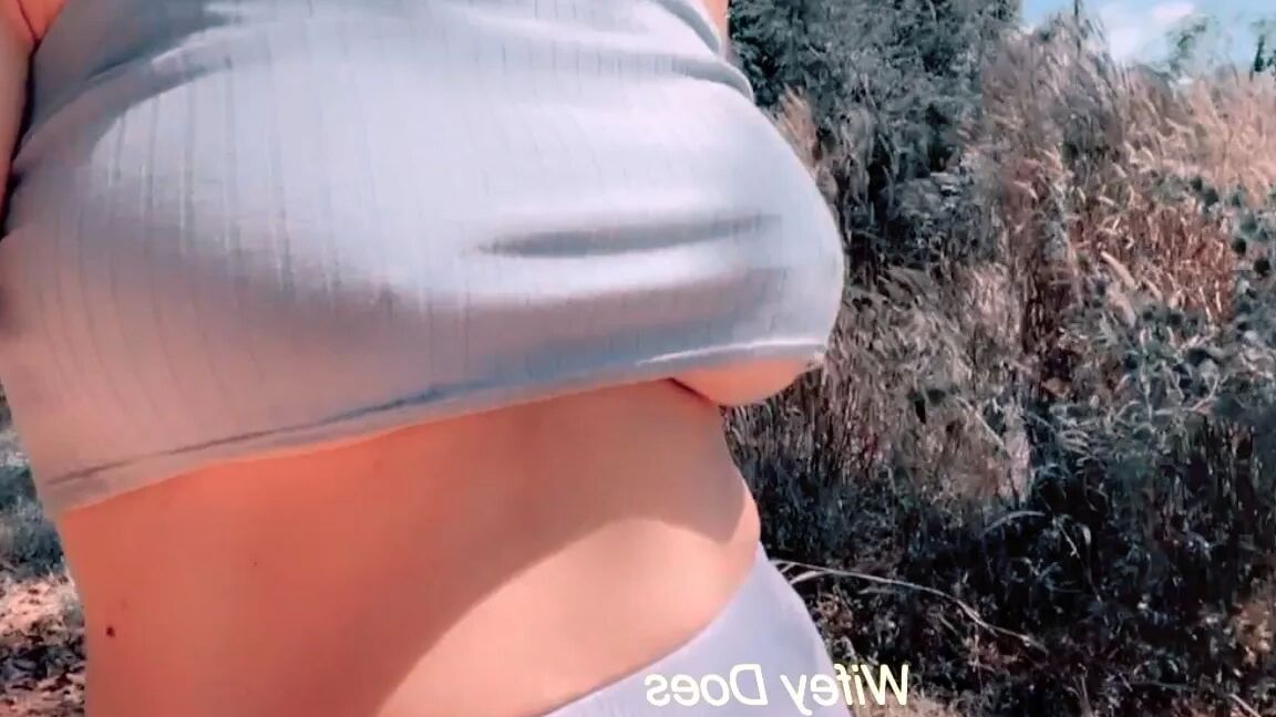 Wifey walks around with her underboob showing