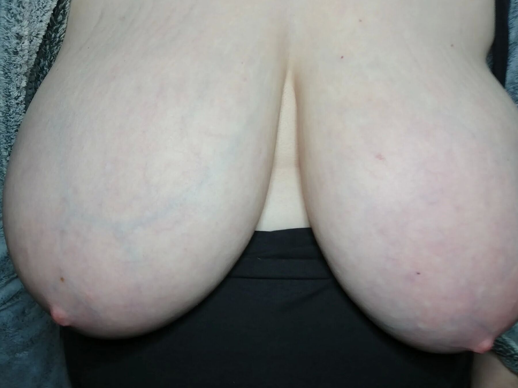 Opening my dressing gown to show my tits
