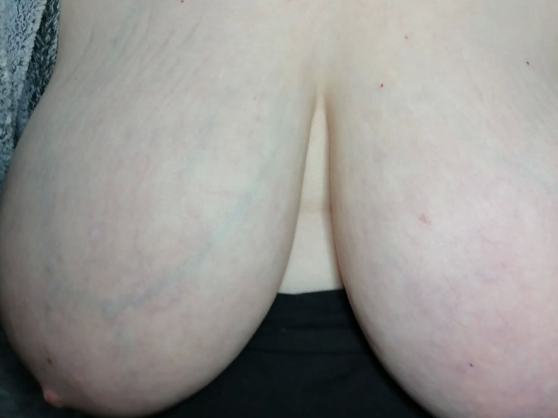 Opening my dressing gown to show my tits