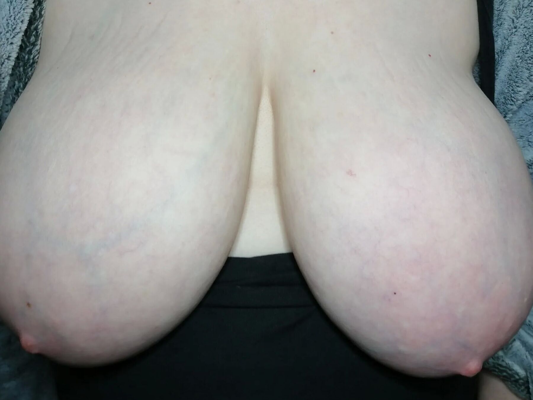 Opening my dressing gown to show my tits