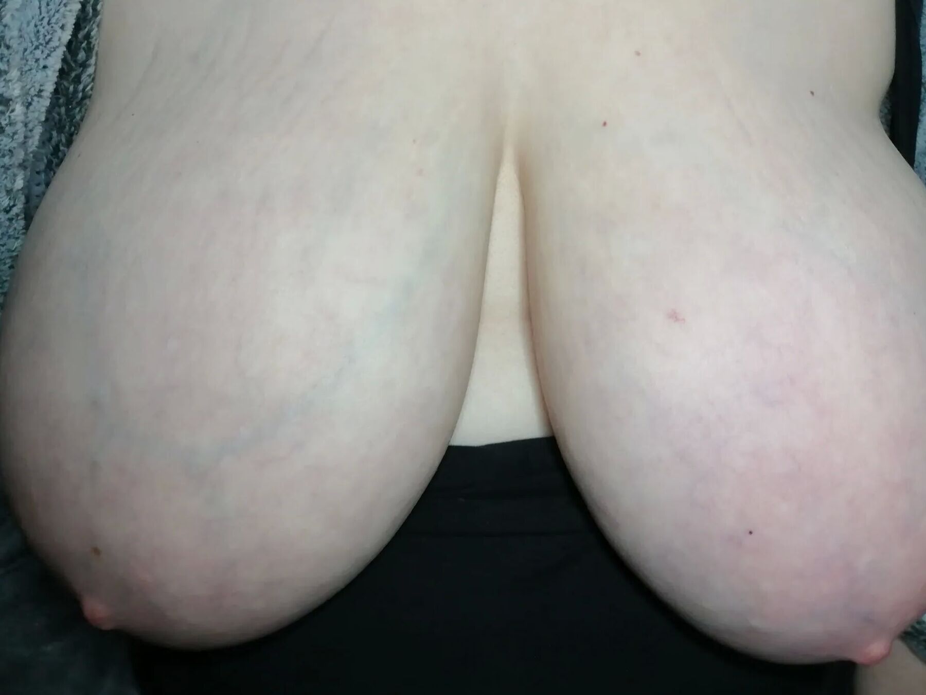 Opening my dressing gown to show my tits