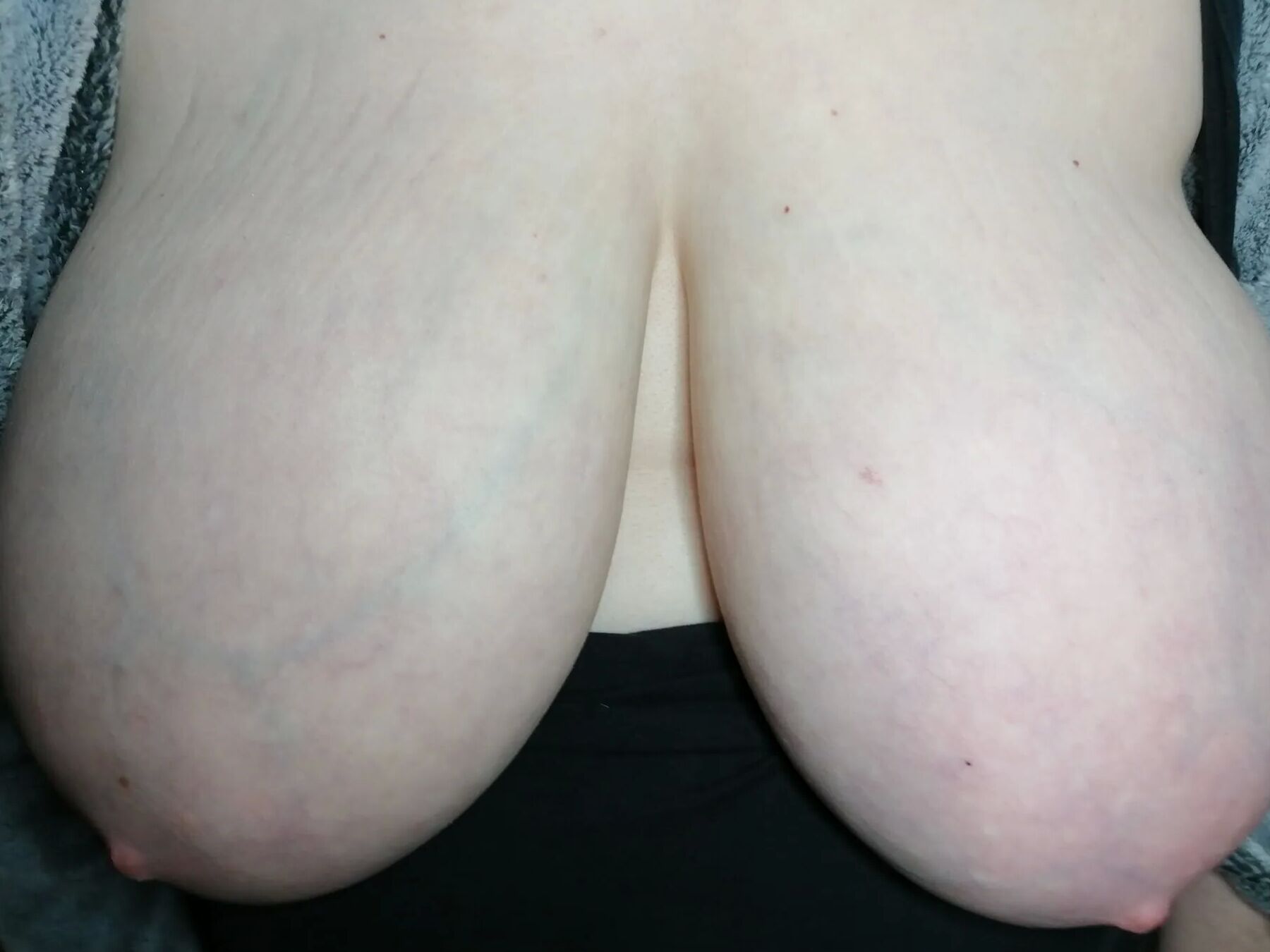 Opening my dressing gown to show my tits