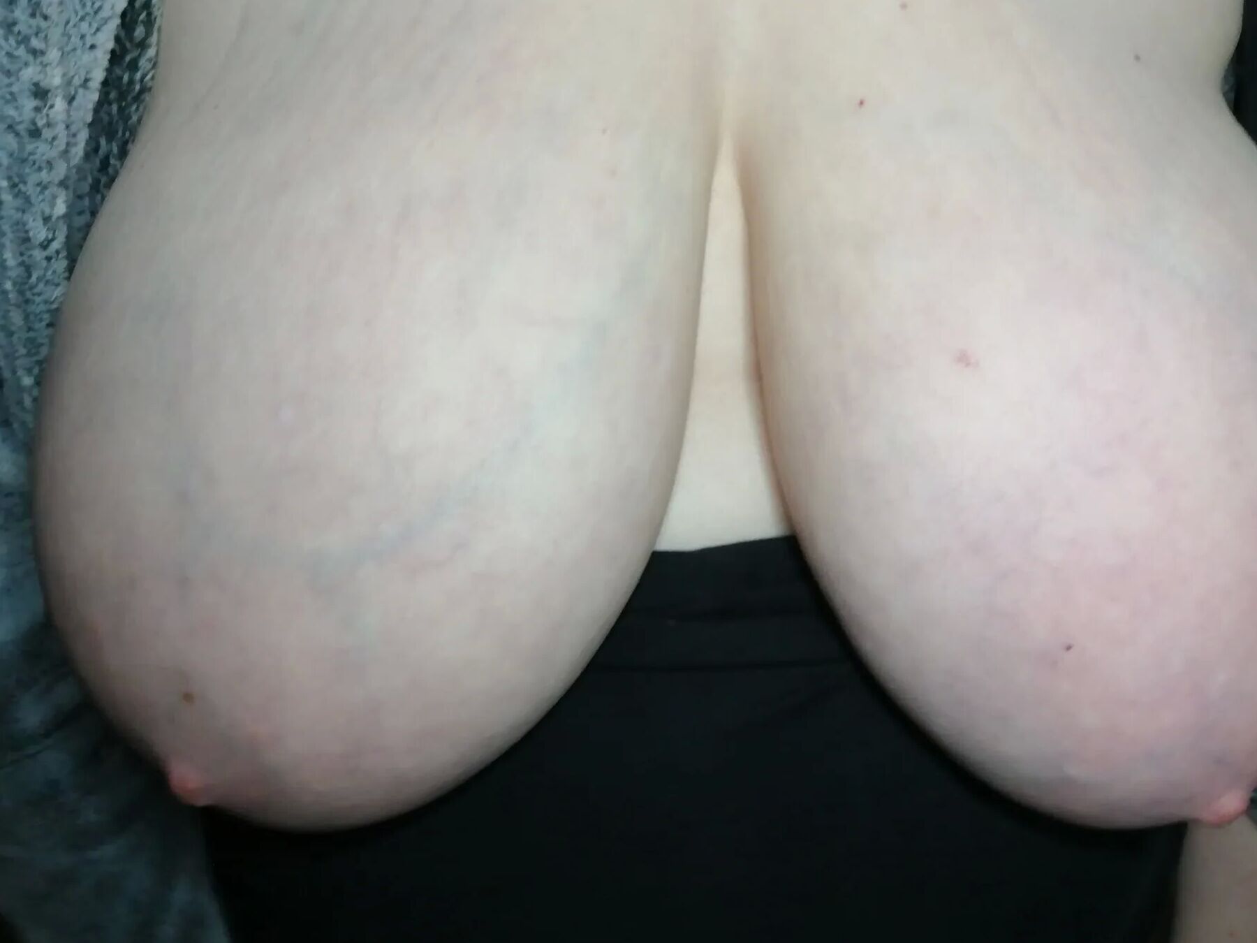 Opening my dressing gown to show my tits